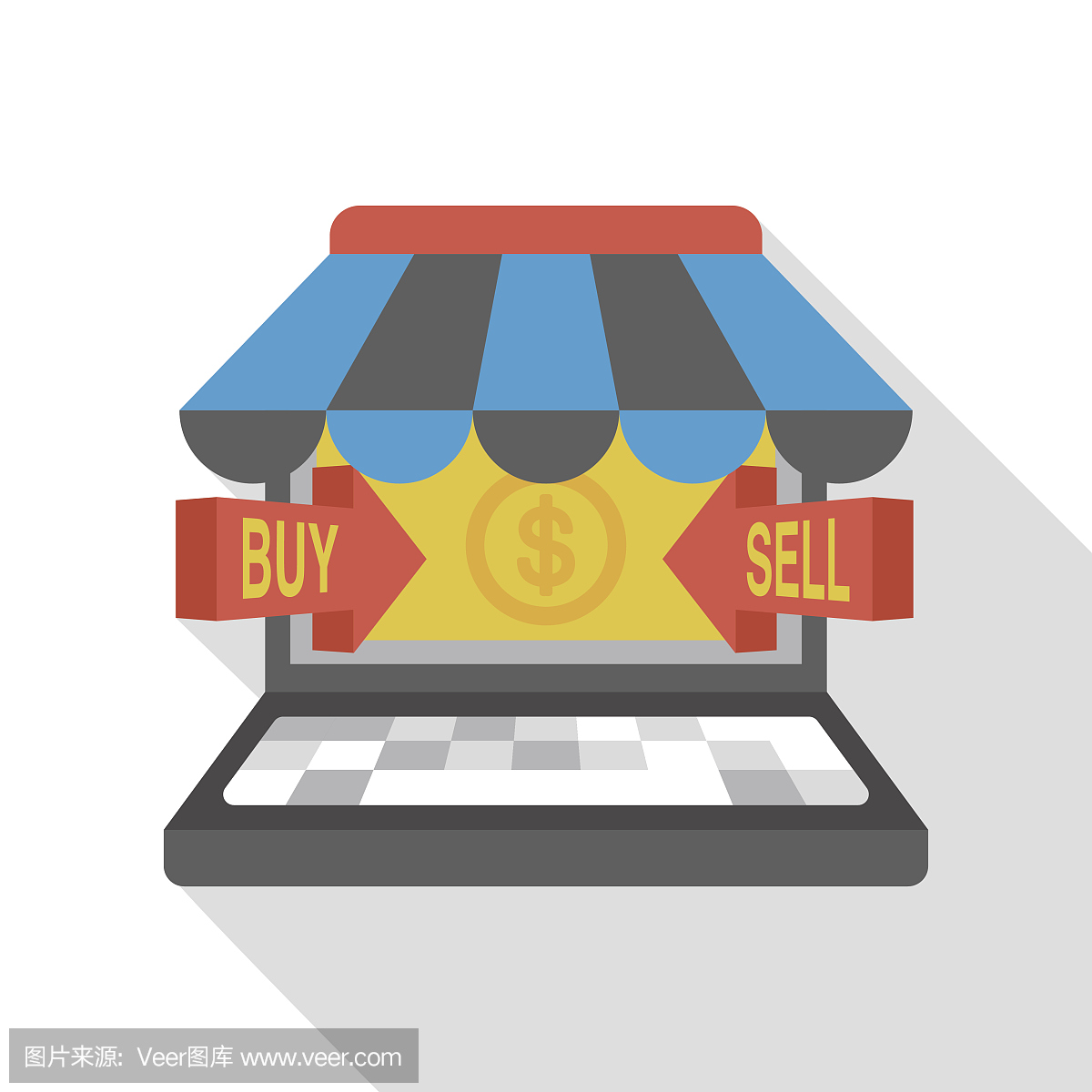 網上購物由電腦平面圖標